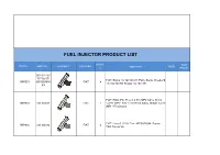 Fuel Injector Product List