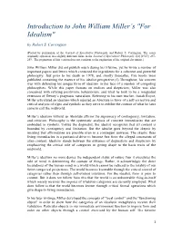 Introduction to John William Miller's "For Idealism"