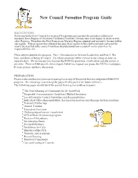 New Council Formation Program Guide