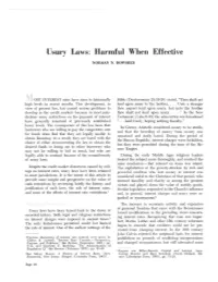Usury Laws: Harmful When Effective