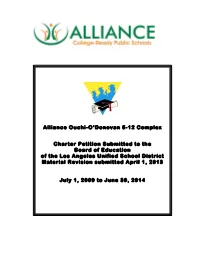 Alliance Ouchi-O'donovan 6-12 Complex Charter Petition Submitted