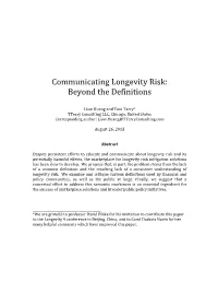 Communicating Longevity Risk: Beyond the Definitions