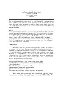 Mach Micro Kernel – a Case Study Viswanath Veerappan University of Texas Arlington