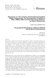 The G-Factor of International Cognitive Ability Comparisons: the Homogeneity of Results in PISA, TIMSS, PIRLS and IQ-Tests Across Nations’ by Heiner Rindermann