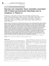 Vascular and Connective Tissue Anomalies Associated with X-Linked Periventricular Heterotopia Due to Mutations in Filamin A