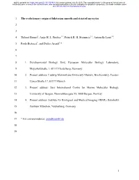 1 the Evolutionary Origin of Bilaterian Smooth and Striated Myocytes 1 2 3