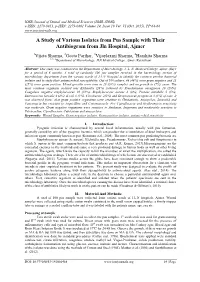 A Study of Various Isolates from Pus Sample with Their Antibiogram from Jln Hospital, Ajmer