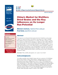 China's Market for Distillers Dried Grains and the Key Influences on Its Longer Run Potential