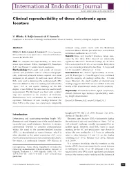 Clinical Reproducibility of Three Electronic Apex Locators