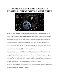 Creating the Warp Drive