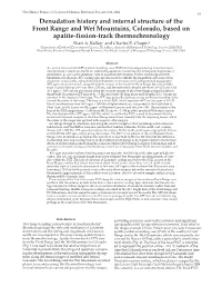Denudation History and Internal Structure of the Front Range and Wet Mountains, Colorado, Based on Apatite-Fission-Track Thermoc