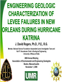 Engineering Geologic Characterization of Levee Failures