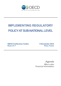 Implementing Regulatory Policy at Sub-National Level