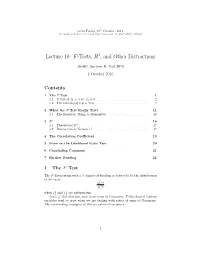 Lecture 10: F-Tests, R2, and Other Distractions