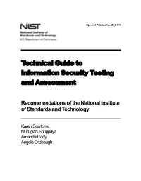 NIST SP 800-115, Technical Guide to Information Security Testing and Assessment
