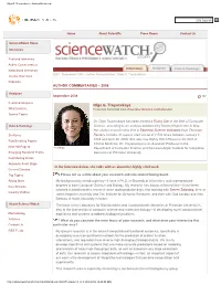 Olga G. Troyanskaya - Sciencewatch.Com