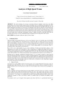 Analysis of High Speed Trains
