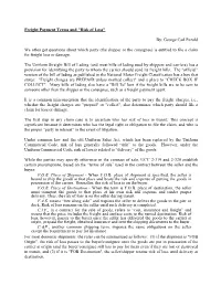 Freight Payment Terms and "Risk of Loss"