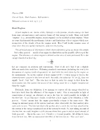 Physics 3700 Carnot Cycle. Heat Engines. Refrigerators. Relevant Sections in Text