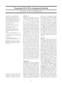 Targeting GM-CSF in Rheumatoid Arthritis A.B