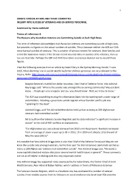 Terms of Reference a the Reasons Why Australian Veterans Are Committing Suicide at Such High Rates