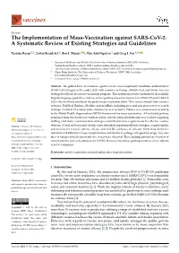 The Implementation of Mass-Vaccination Against SARS-Cov-2: a Systematic Review of Existing Strategies and Guidelines