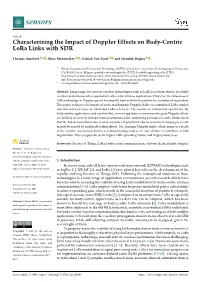 Characterizing the Impact of Doppler Effects on Body-Centric Lora Links with SDR