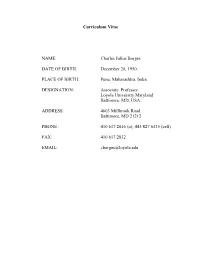 Curriculum Vitae NAME: Charles Julius Borges DATE of BIRTH