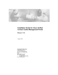 Installation Guide for Cisco Unified Contact Center Management Portal Release 7.1(1)