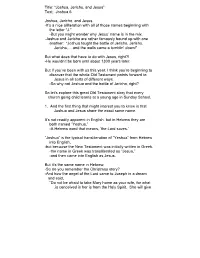 Joshua, Jericho, and Jesus” Text: Joshua 6