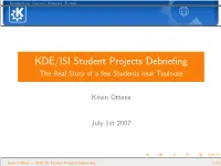 KDE/ISI Student Projects Debriefing