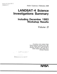 LANDSAT-4 Science Investigations Summary N/ A