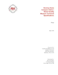 Nursing Home Compare Claims-Based Measures Technical