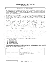 Nutrient Vitamins and Minerals Handling/Processing