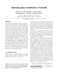 Optimizing Space Amplification in Rocksdb