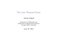 The Lean Theorem Prover