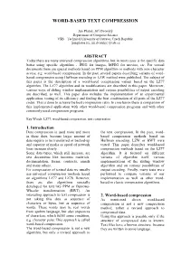 Word-Based Text Compression