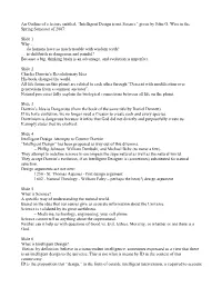 Intelligent Design Is Not Science” Given by John G