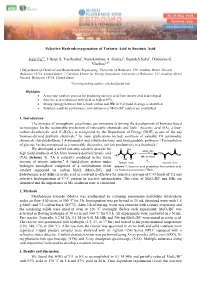 Selective Hydrodeoxygenation of Tartaric Acid to Succinic Acid Jiayi
