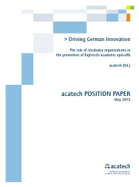 Acatech POSITION PAPER May 2012 Editor: Acatech – National Academy of Science and Engineering, 2012