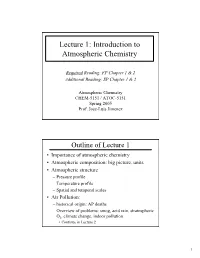 Introduction to Atmospheric Chemistry
