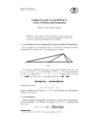 Lemniscates and a Locus Related to a Pair of Median and Symmedian