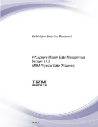 MDM Physical Data Dictionary