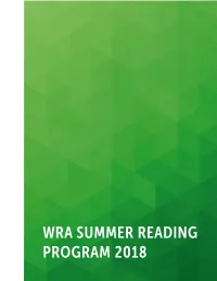 WRA SUMMER READING PROGRAM 2018 Western Reserve Academy Leisure Summer Reading 2018