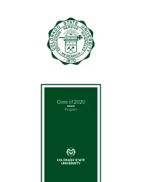 Commencement Program, Class of 2020
