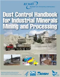 Dust Control Handbook for Industrial Minerals Mining and Processing