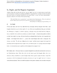 Is, Ought, and the Regress Argument