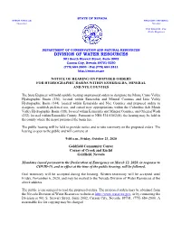 Notice of Hearing on Proposed Orders for Hydrographic Basins Within Esmeralda, Mineral and Nye Counties