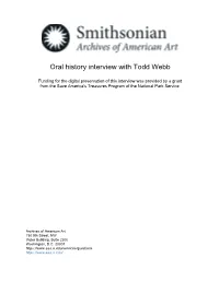 Oral History Interview with Todd Webb