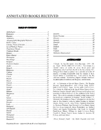 Annotated Books Received